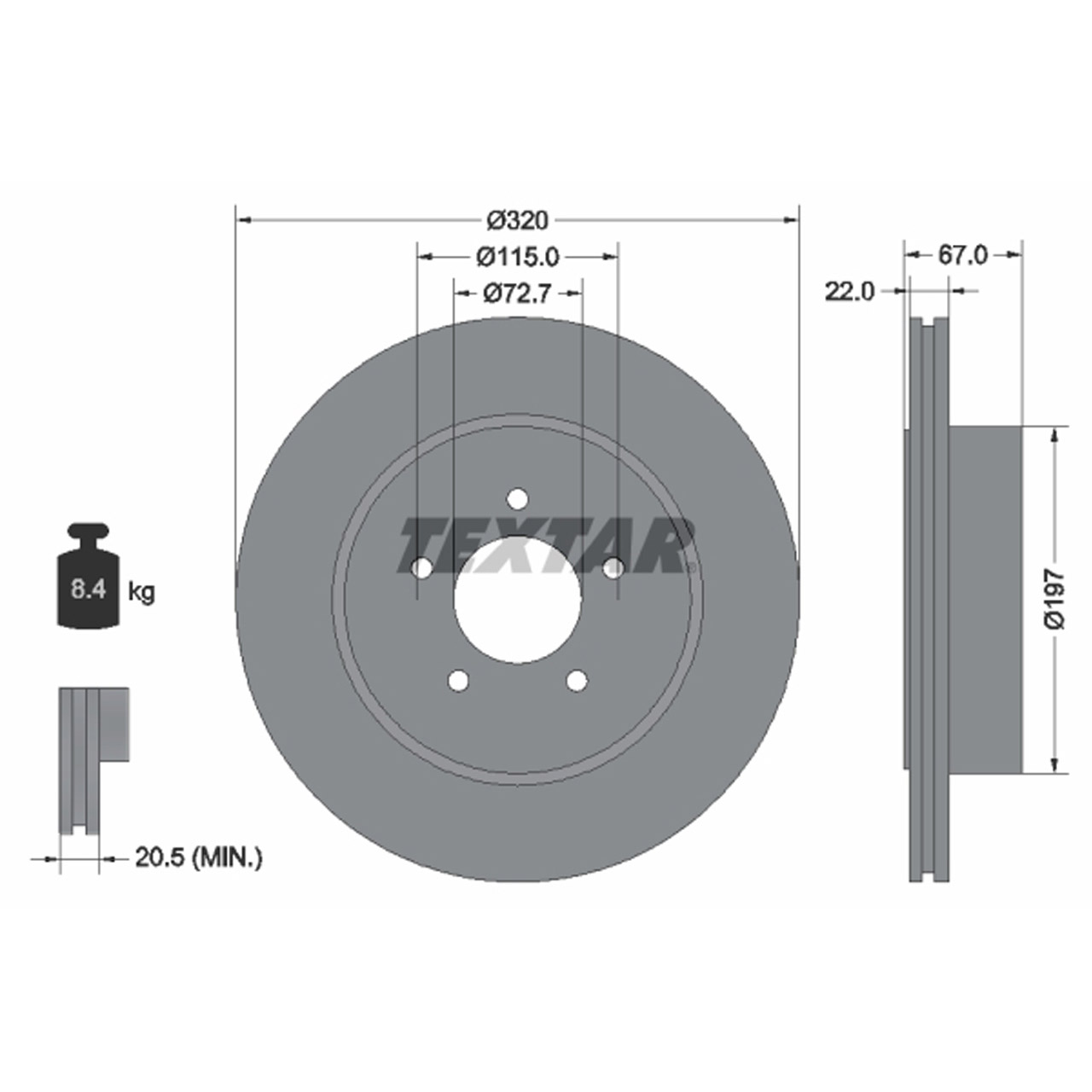 TEXTAR 92177205 Bremsscheiben Satz CHRYSLER 300C (LX, LE) LANCIA Thema (LX_) hinten