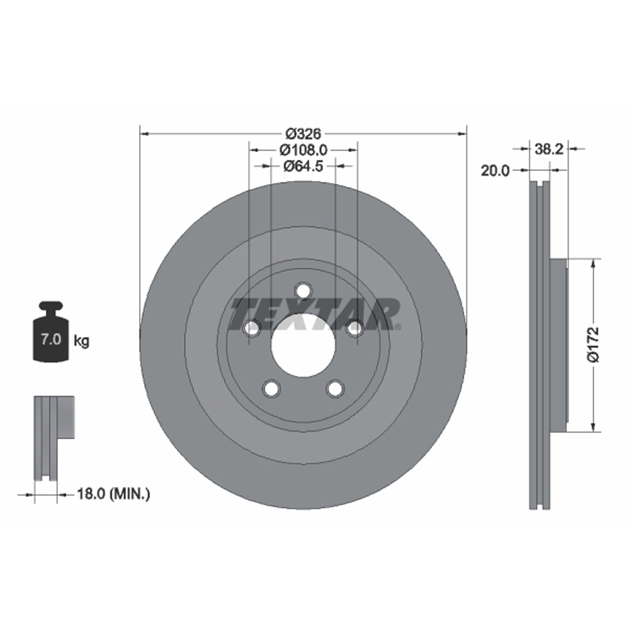 TEXTAR 92178005 Bremsscheiben Satz JAGUAR S-Type 2 (X200) XF I XJ XK II ab Fgst. hinten