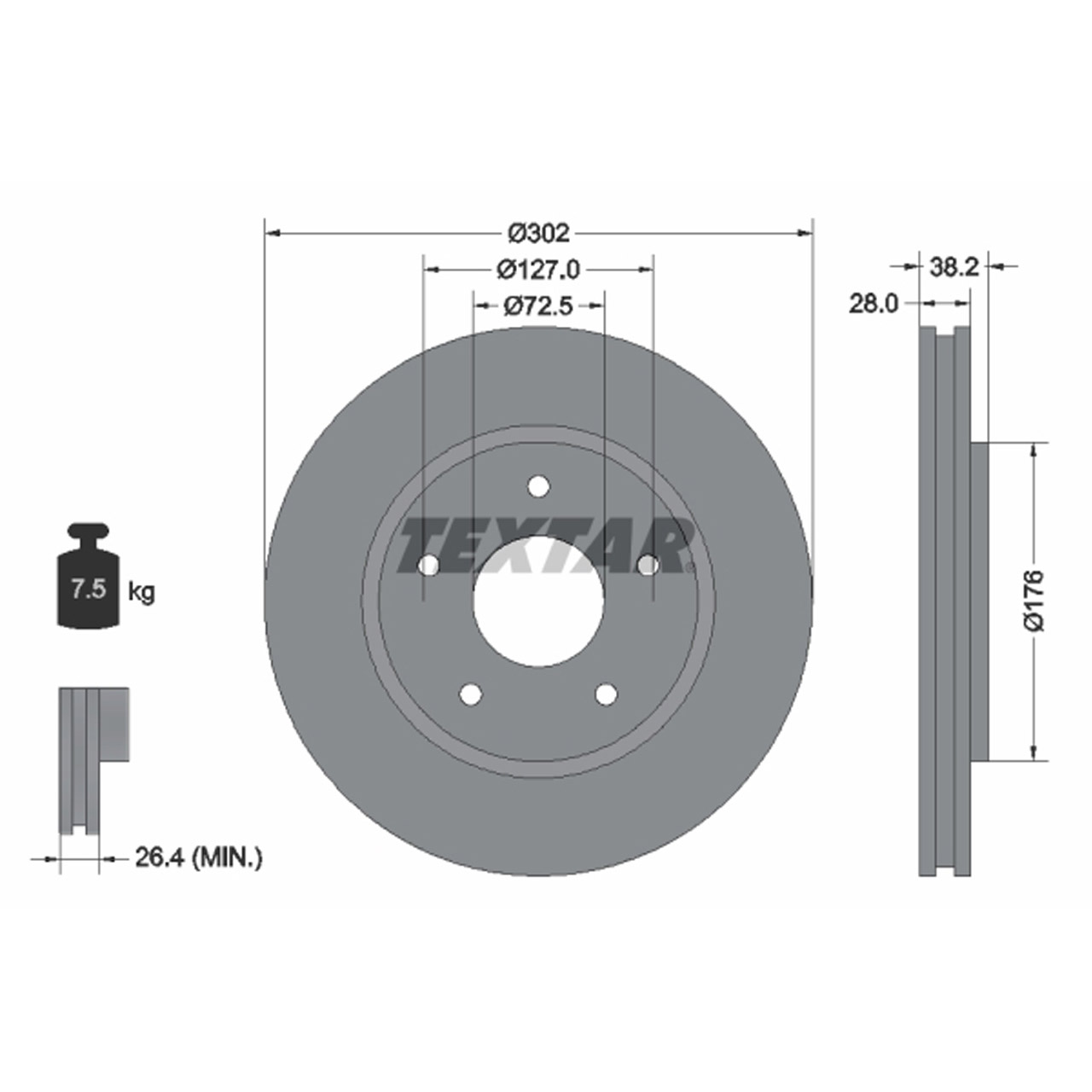 TEXTAR 92181503 Bremsscheiben Satz CHRYSLER Grand / Voyager 4 (RG RS) 5 (RT) vorne