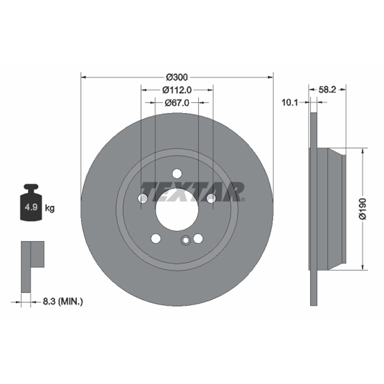 TEXTAR 92182003 Bremsscheiben Satz MERCEDES-BENZ SL R230 350 245 PS hinten 2304230712