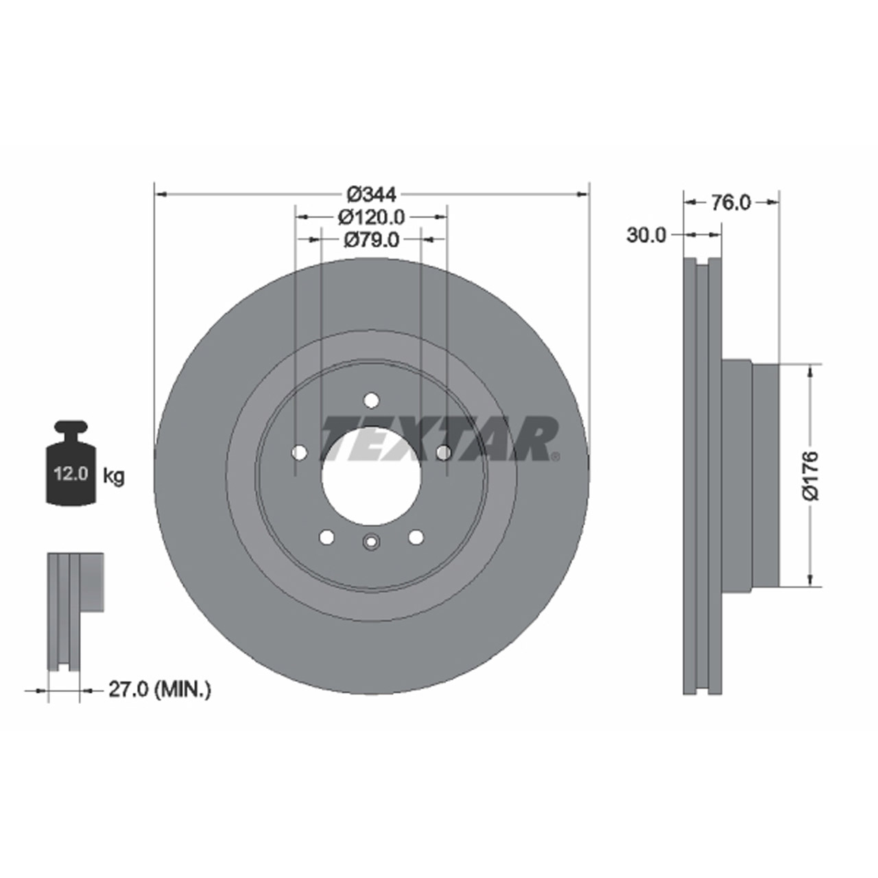 TEXTAR 92185103 Bremsscheiben Satz LAND ROVER Range Rover 3 (L322) ab Fgst. vorne