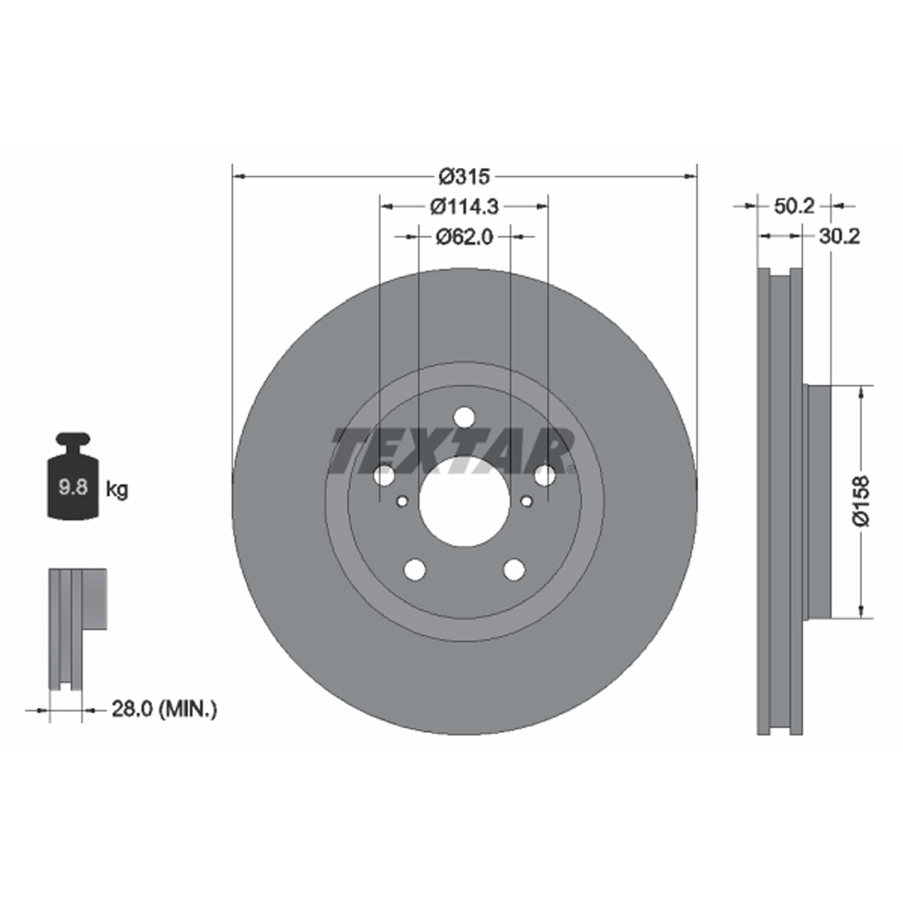 TEXTAR 92185603 Bremsscheiben Satz LEXUS LS (_F3_) 430 282 PS vorne