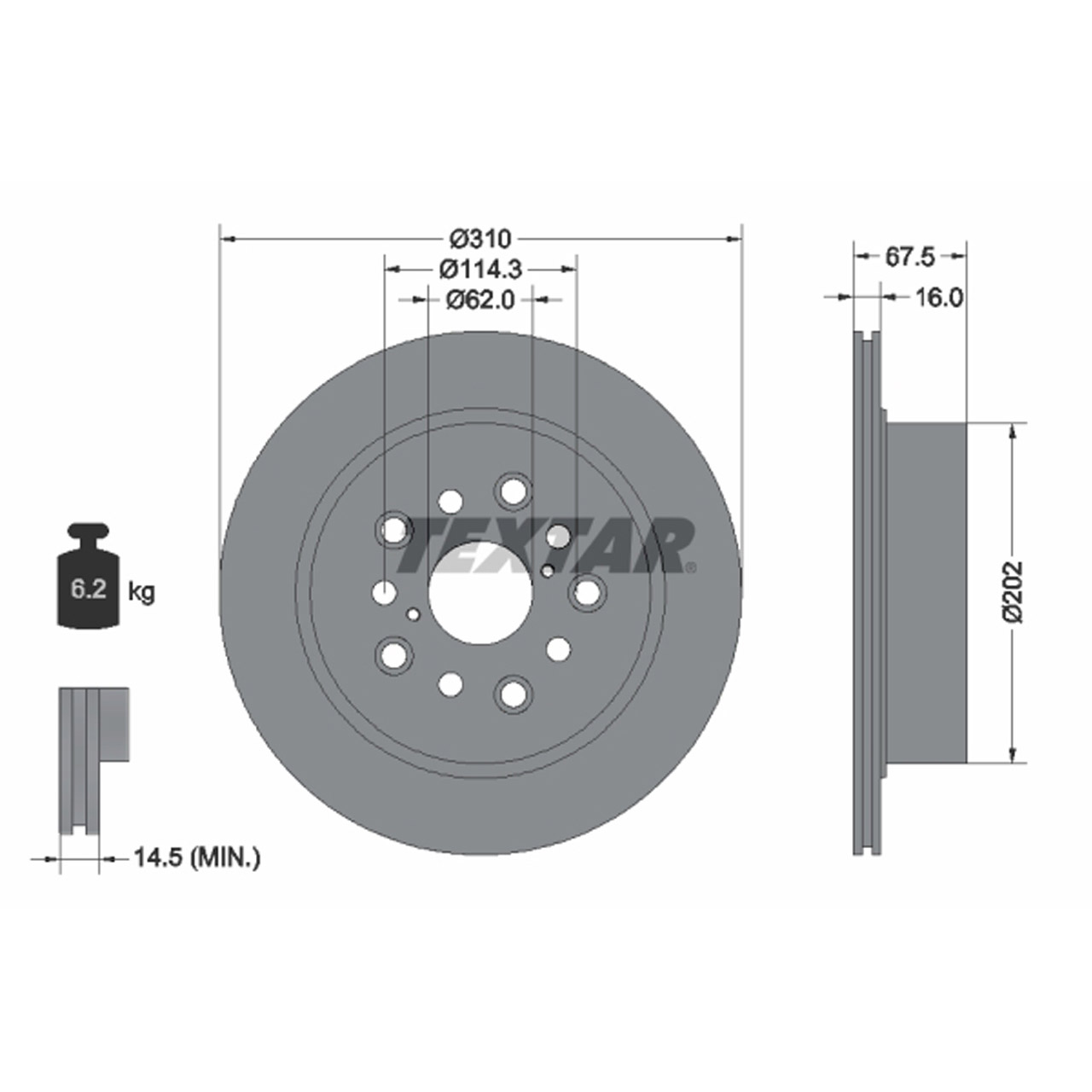 TEXTAR 92185703 Bremsscheiben Satz LEXUS LS (_F3_) 430 282 PS 08.2000-08.2006 hinten