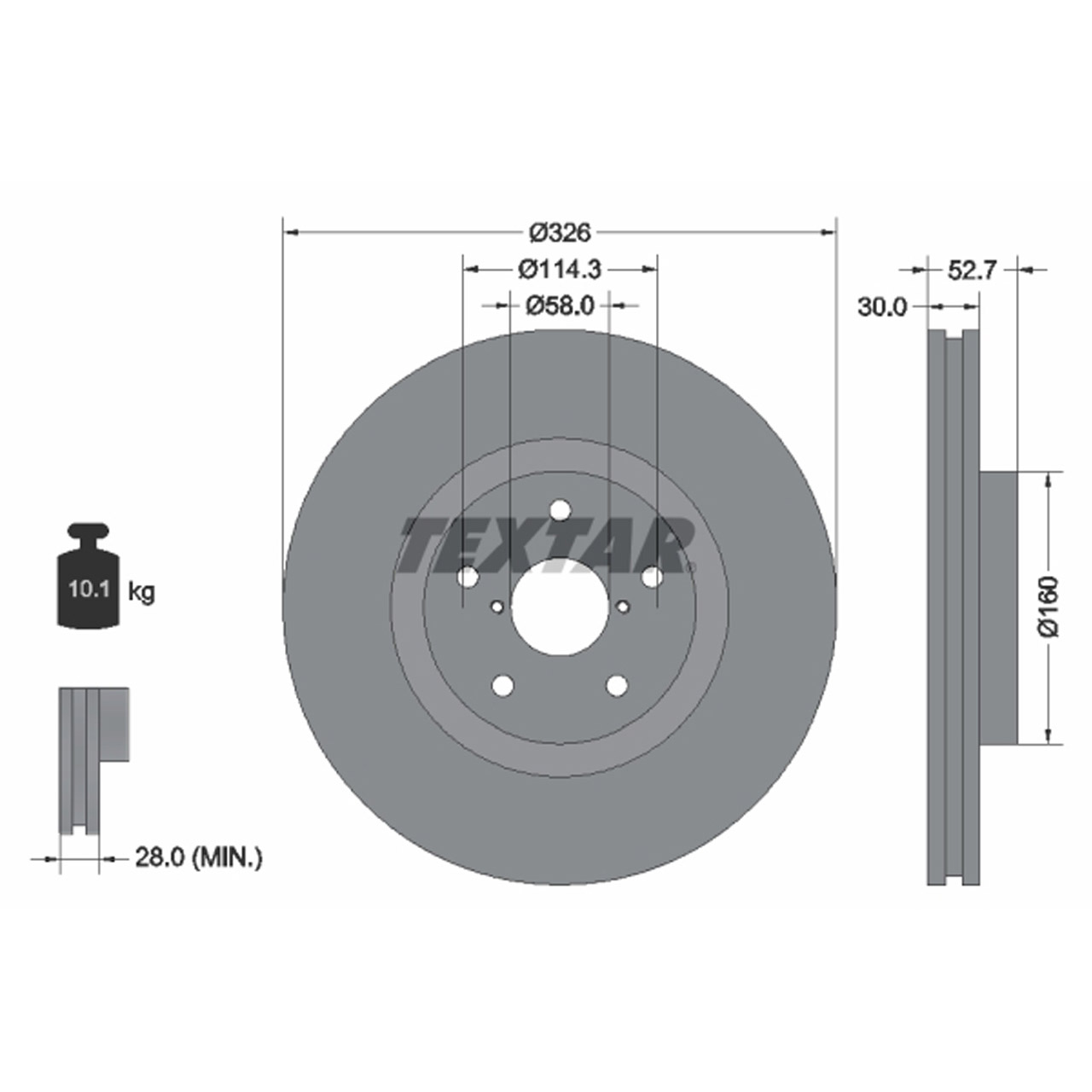 TEXTAR 92194303 Bremsscheiben Satz SUBARU impreza WRX STI 2.0 2.5 265/280/301 PS vorne