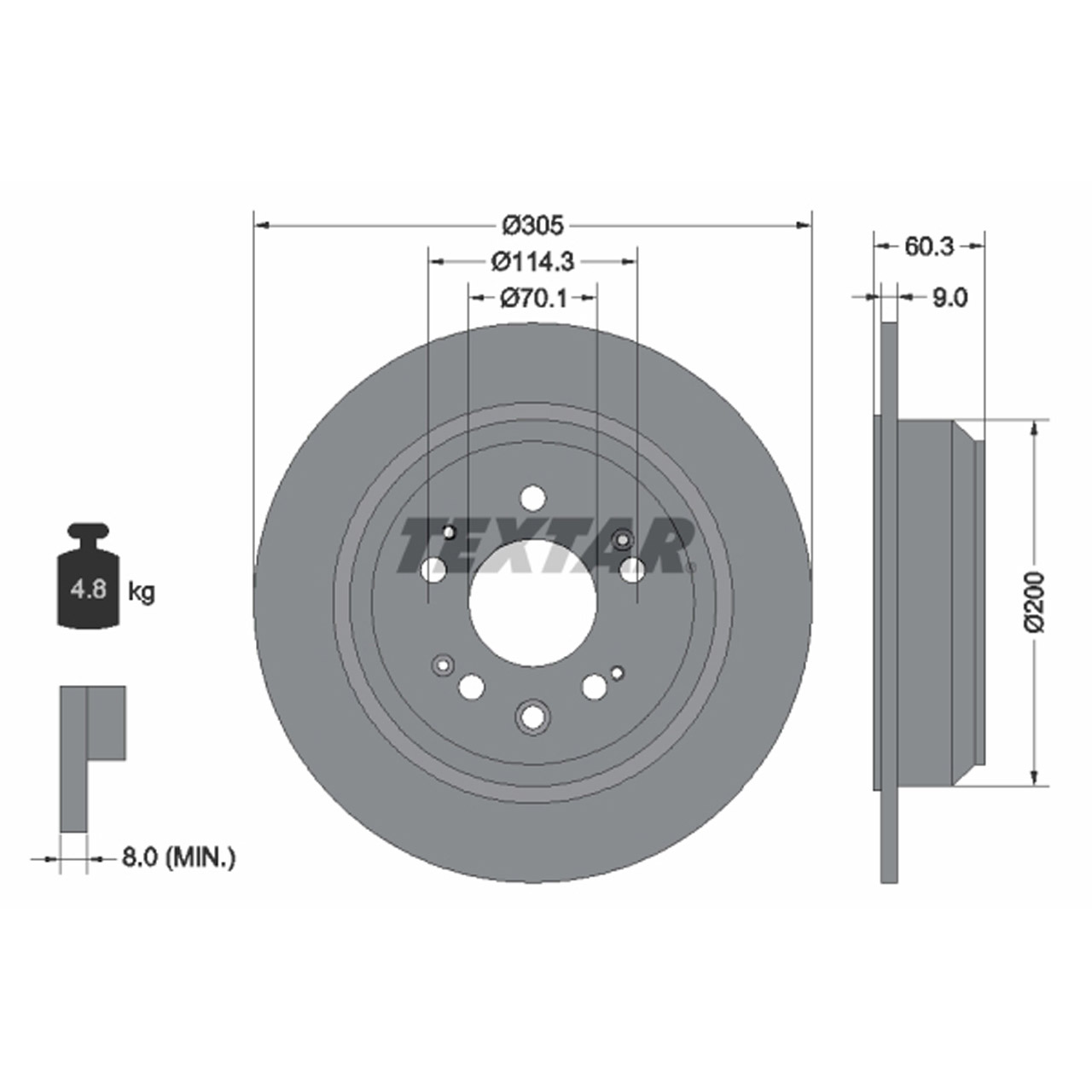 TEXTAR 92195100 Bremsscheiben Satz HONDA Accord 8 (CU CW) 2.0i 2.4i 2.2i-DTEC hinten