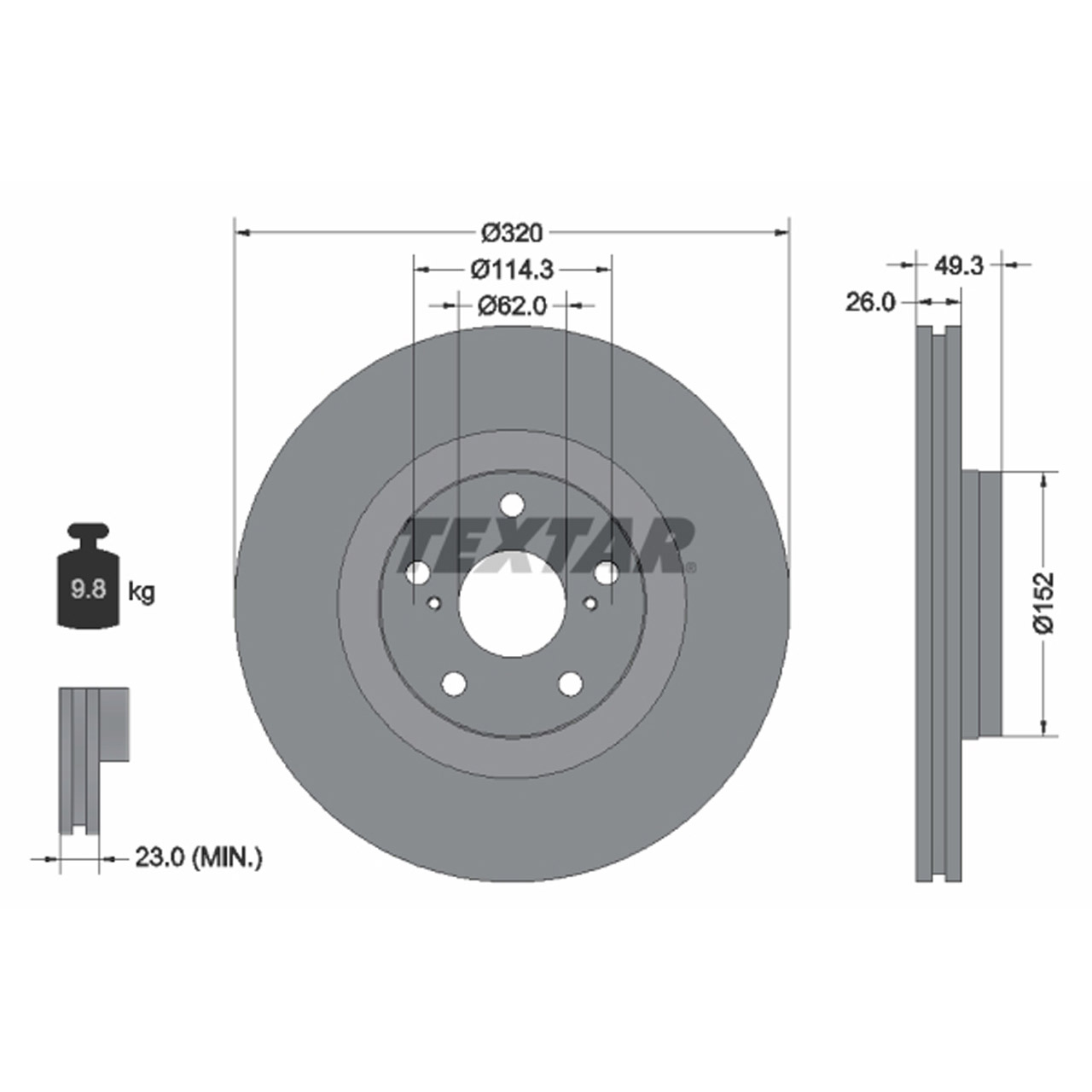 TEXTAR 92195303 Bremsscheiben Satz TOYOTA Avensis (_T27_) Verso (_R2_) 2.0/2.2 D-4D vorne