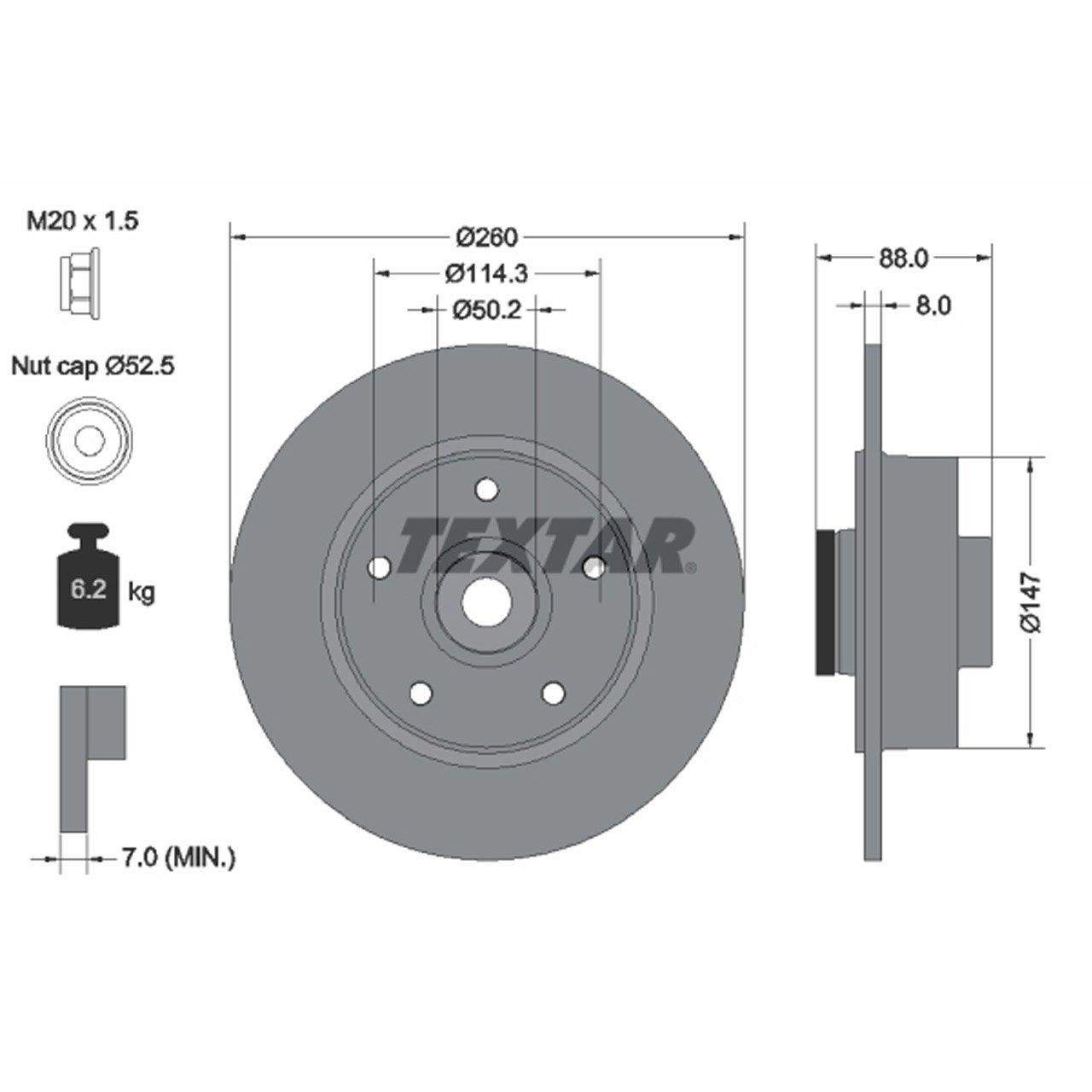 TEXTAR 92196003 Bremsscheiben + Radlager Satz RENAULT Fluence Megane 3 hinten