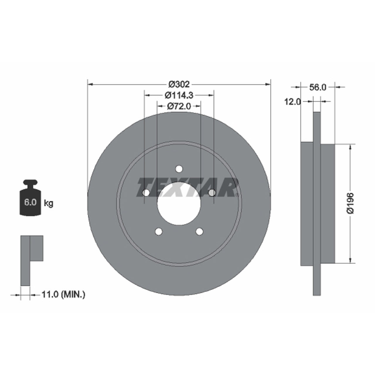 TEXTAR 92197803 Bremsscheiben Satz FORD Maverick MAZDA Tribute (EP) hinten