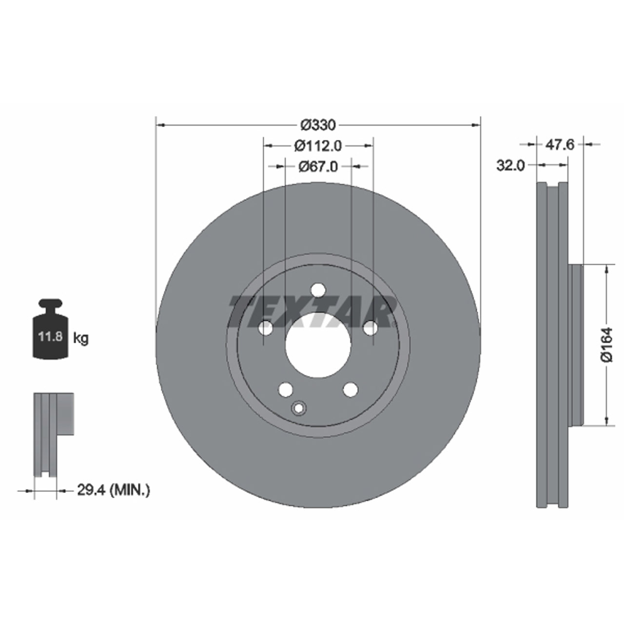 TEXTAR 92198805 Bremsscheiben Satz MERCEDES W211 S211 E500 4-matic vorne 2114211112