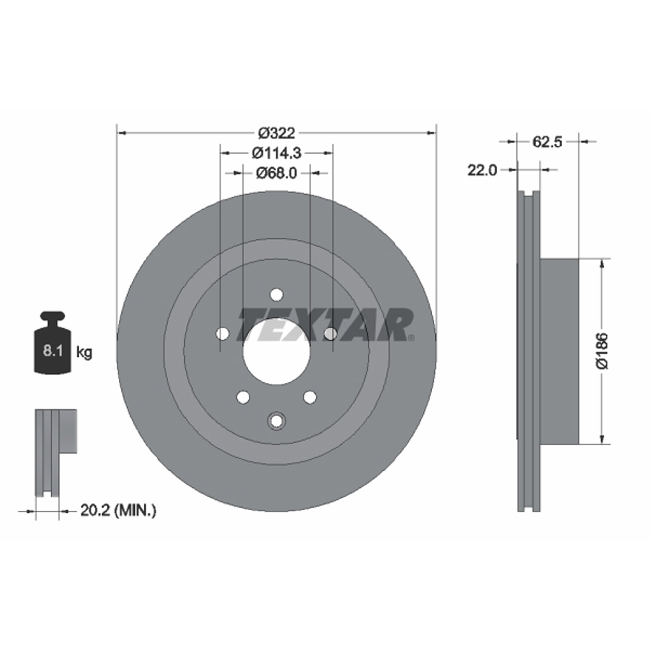 TEXTAR 92203603 Bremsscheiben Satz NISSAN 350Z (Z33) 280/301/313 PS 09.2002-12.2008 hinten