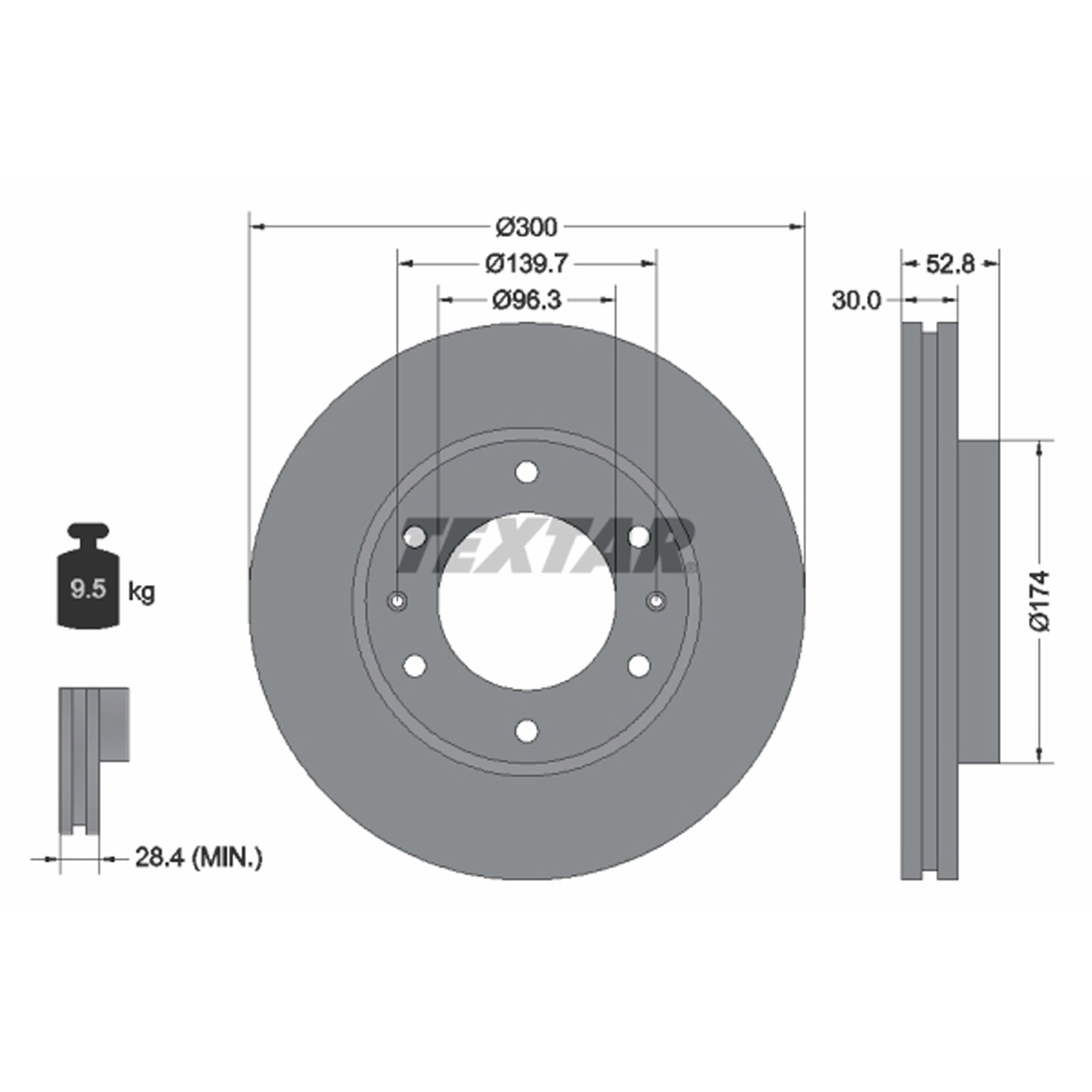 TEXTAR 92203800 Bremsscheiben Satz HYUNDAI H-1 Cargo / Travel (TQ) 2.5 CRDi vorne