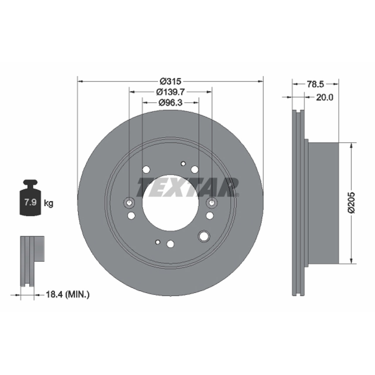 TEXTAR 92205000 Bremsscheiben Satz KIA Sorento 1 JC 2.4 3.5 V6 2.5 CRDi hinten 584113E500