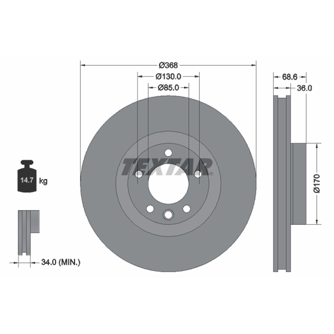 TEXTAR 92213603 Bremsscheiben Satz PORSCHE Cayenne (9PA) 1LP VW Touareg (7L) 1LU/1LT vorne