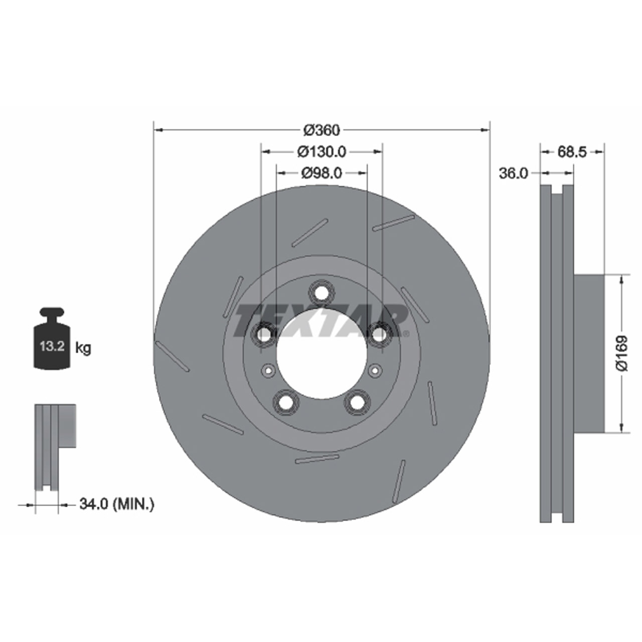 TEXTAR Bremsscheiben Satz PORSCHE Panamera (970) 3.0 / S / D 3.6 4.8 / S vorne