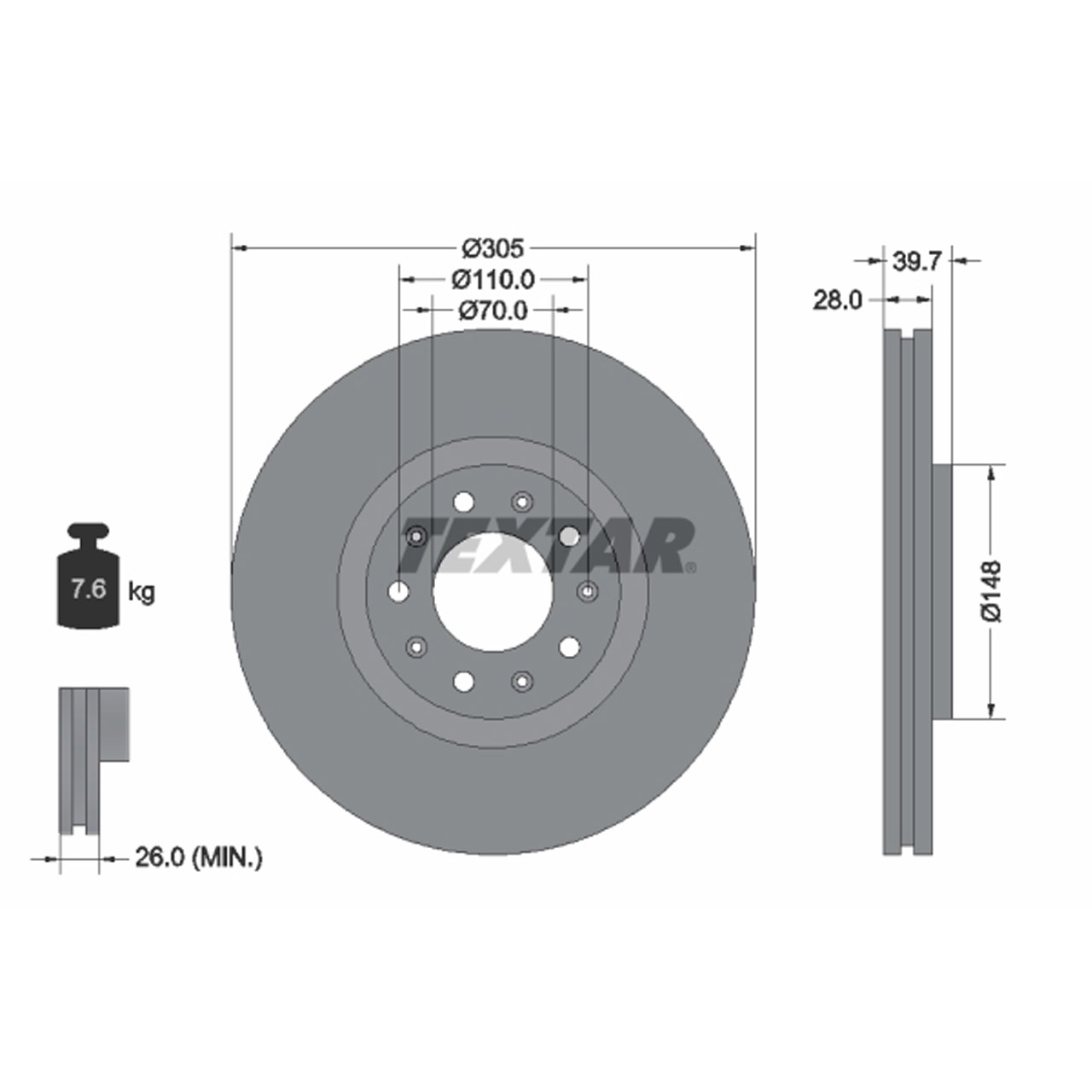 TEXTAR 92220803 Bremsscheiben Satz ALFA ROMEO 159 Brera Spider (939) Giulietta (940) vorne