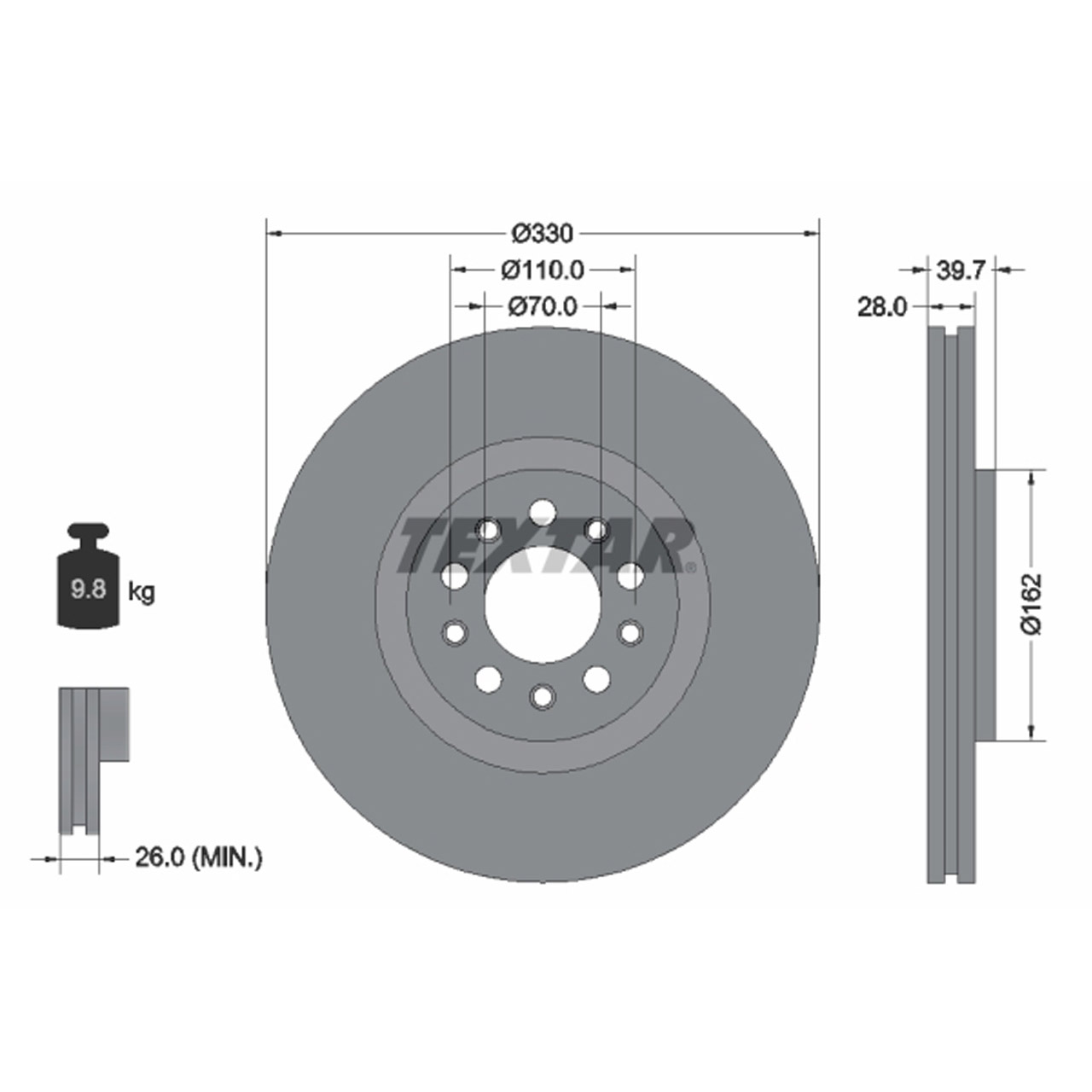 TEXTAR 92220903 Bremsscheiben Satz JEEP Cherokee (KL) 2.4 177 PS bis 12.2015 vorne