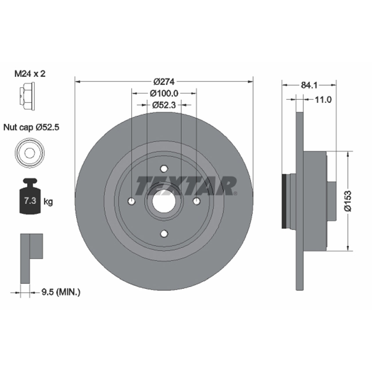 TEXTAR 92223203 Bremsscheiben + Radlager Satz RENAULT Grand / Scenic 2 hinten