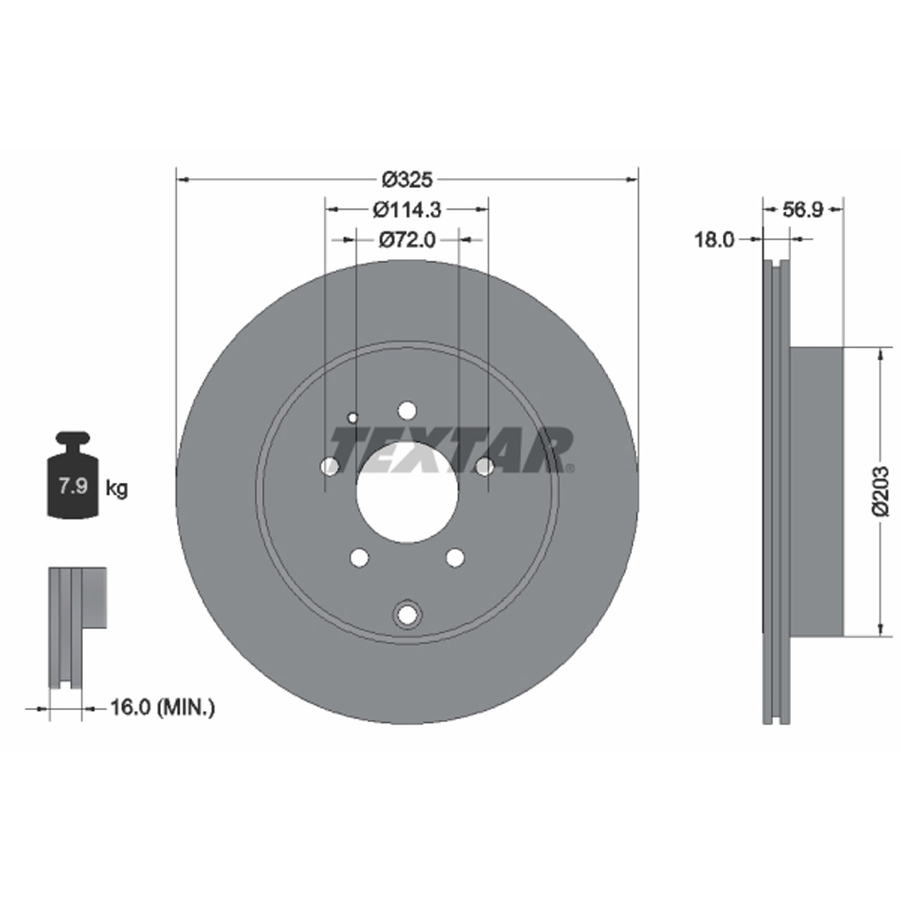 TEXTAR 92223603 Bremsscheiben Satz MAZDA CX-7 (ER) 2.2 MZR-CD CX-9 (TB) 3.7 hinten