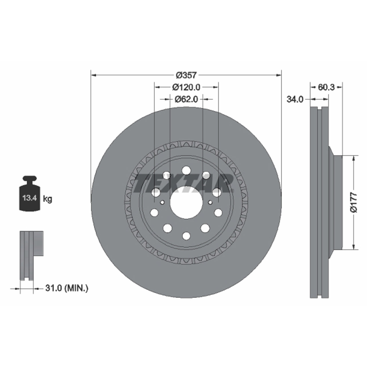 TEXTAR Bremsscheiben Satz LEXUS LS (_F4_) 460 600h 367-445 PS vorne 4351650010