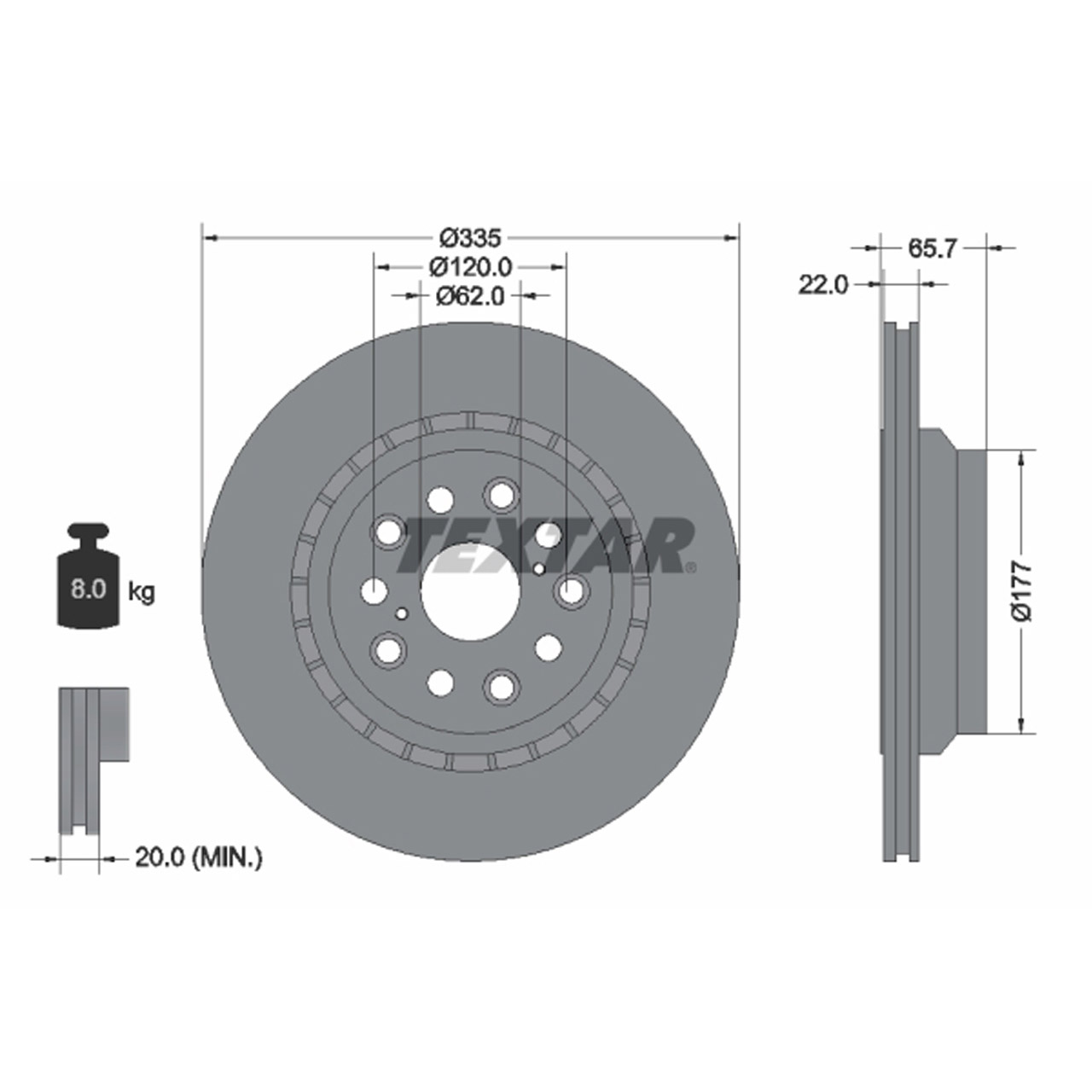 TEXTAR Bremsscheiben Satz LEXUS LS (_F4_) 460 600h 367-445 PS hinten 4243250010