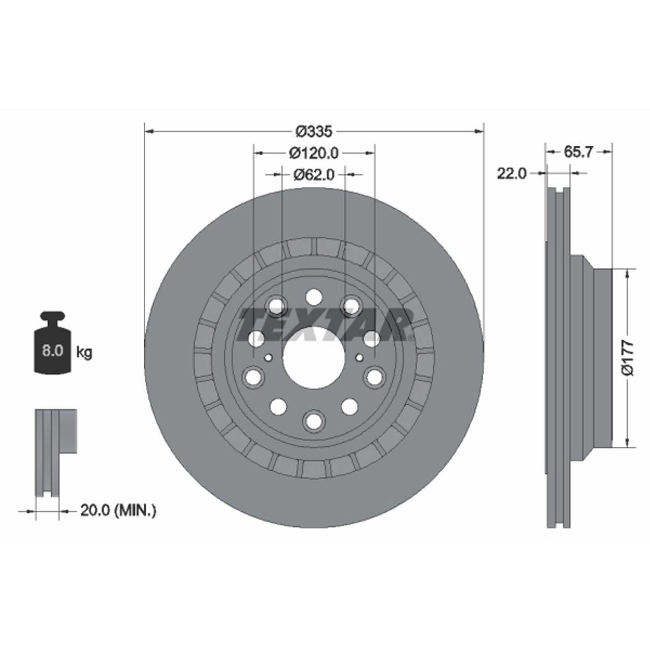 TEXTAR Bremsscheiben Satz LEXUS LS (_F4_) 460 600h 367-445 PS hinten 4243250010