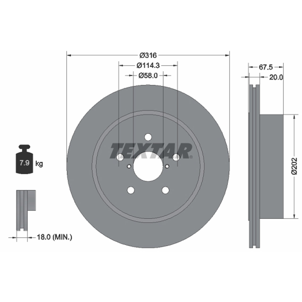 TEXTAR 92227803 Bremsscheiben Satz SUBARU Impreza GD 2.0/2.5 WRX STi AWD ab 05.2004 hinten