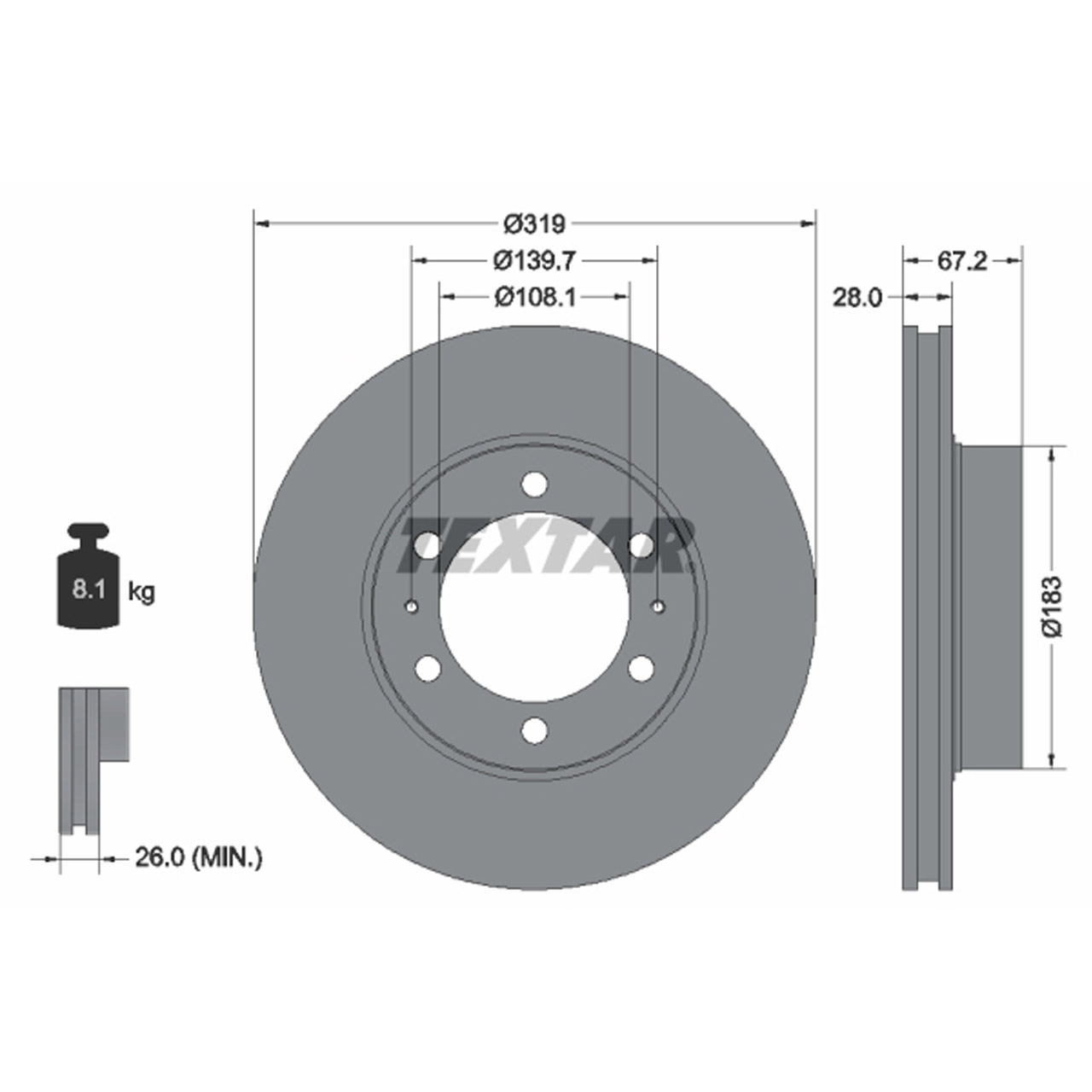 TEXTAR 92230403 Bremsscheiben Satz TOYOTA Hilux 7 (_N1_, _N2_, _N3_) vorne