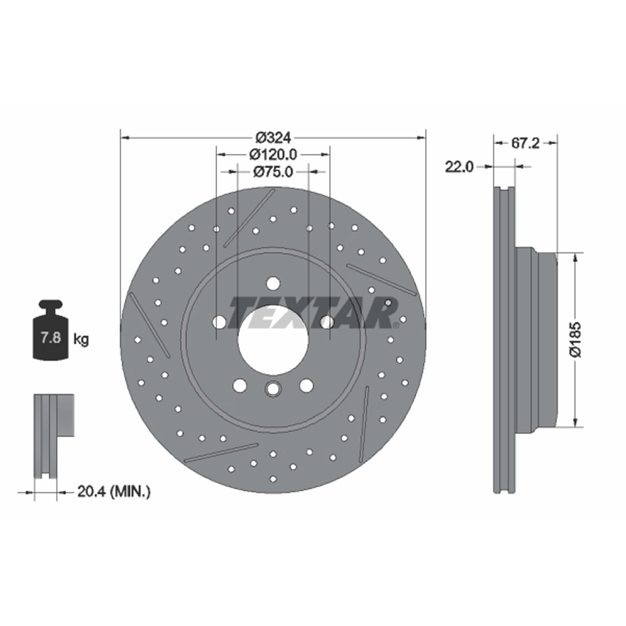 TEXTAR 92231203 Bremsscheiben Satz BMW 3er E90 E91 E92 E93 mit Performance Bremse hinten