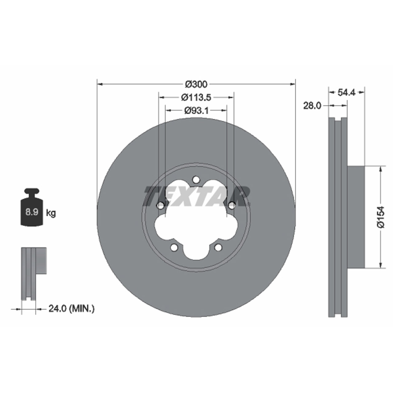 TEXTAR 92231500 Bremsscheiben Satz FORD Transit 350 mit Doppelbereifung 2006-2014 vorne