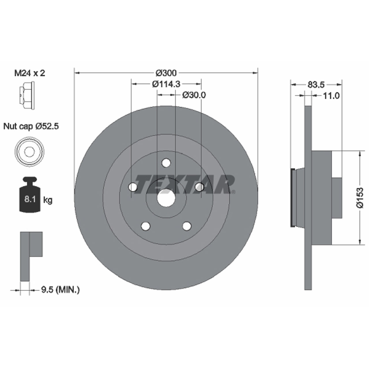 TEXTAR 92233103 Bremsscheiben + Radlager Satz RENAULT Laguna 3 Lattitude hinten