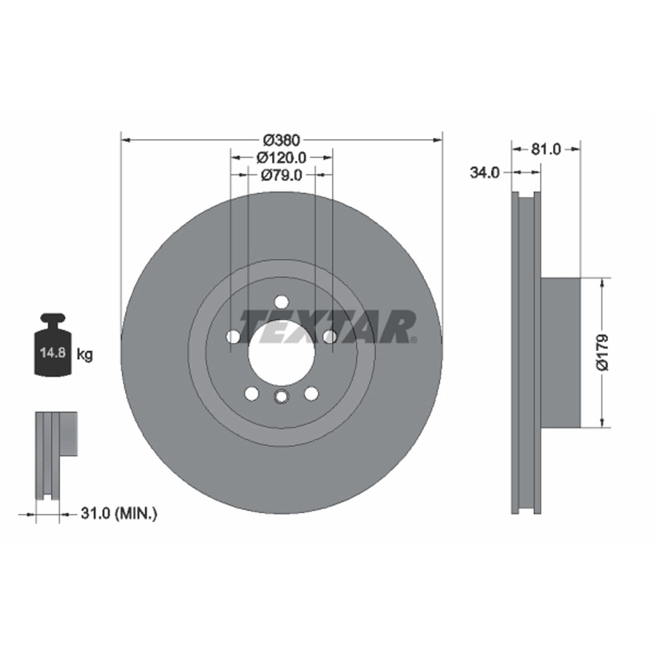 TEXTAR 92233905 Bremsscheiben Satz LAND ROVER Range Rover 3 (L322) 5.0 V8 4.4 D vorne