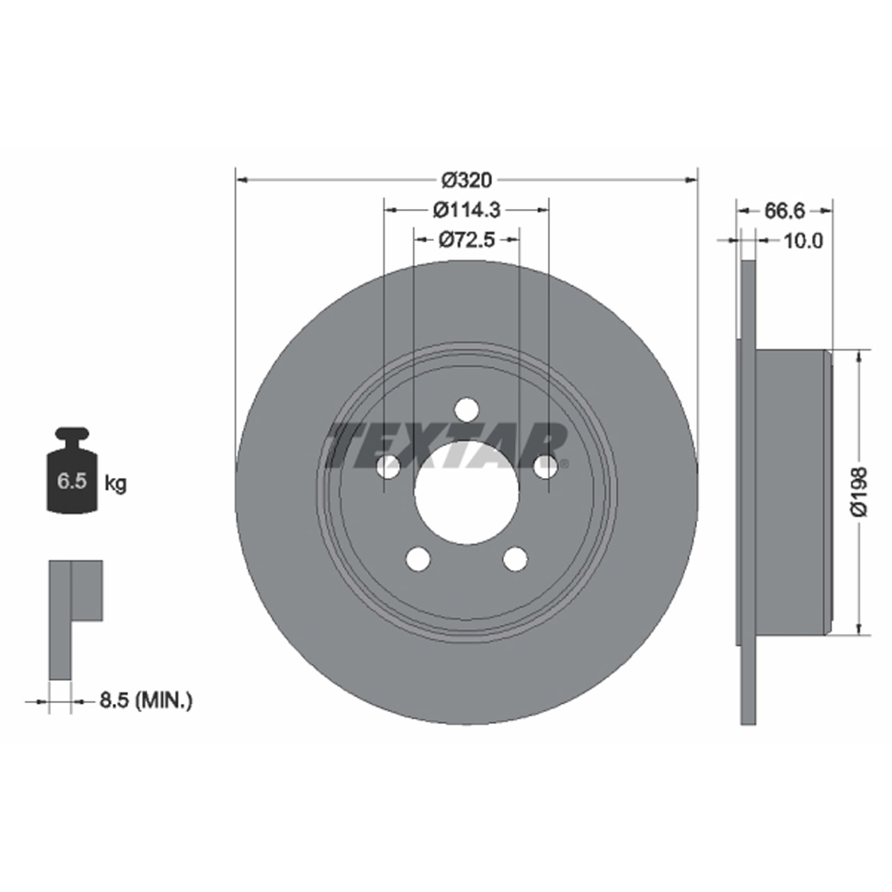 TEXTAR 92234803 Bremsscheiben Satz CHRYSLER 300C (LX, LE) BR4 09.2004-11.2012 hinten