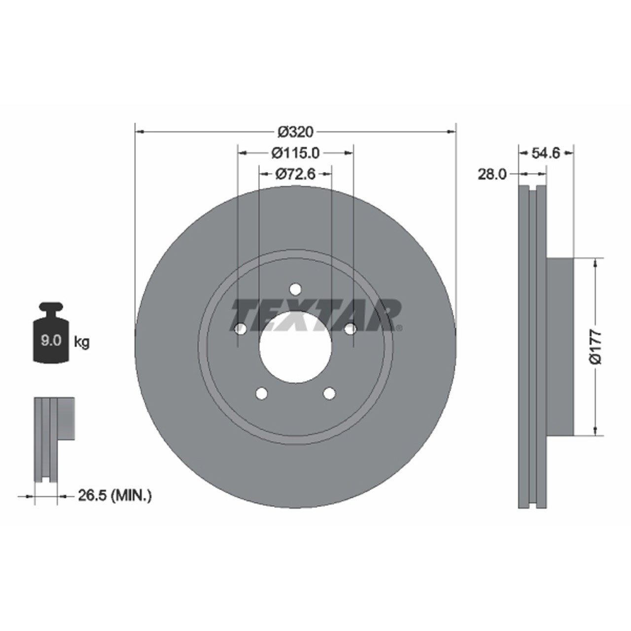 TEXTAR 92235403 Bremsscheiben Satz CHRYSLER 300C (LX, LE) BR6 09.2004-11.2012 vorne