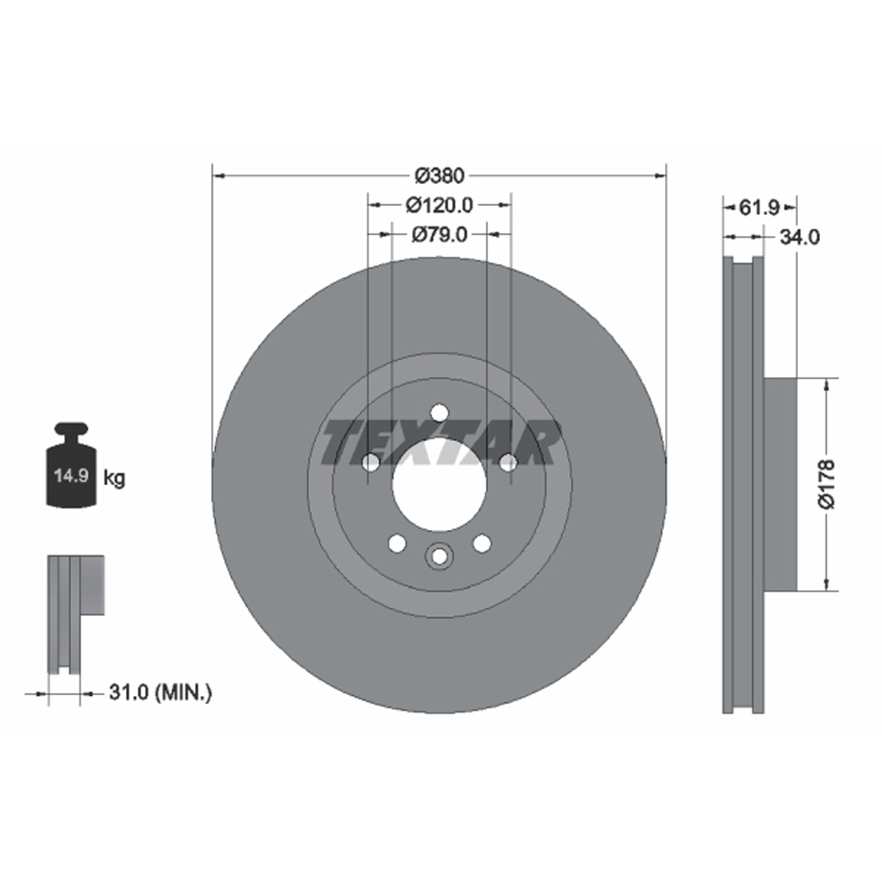 TEXTAR 92235605 Bremsscheiben Satz LAND ROVER Range Rover Sport 1 L320 2 L494 vorne