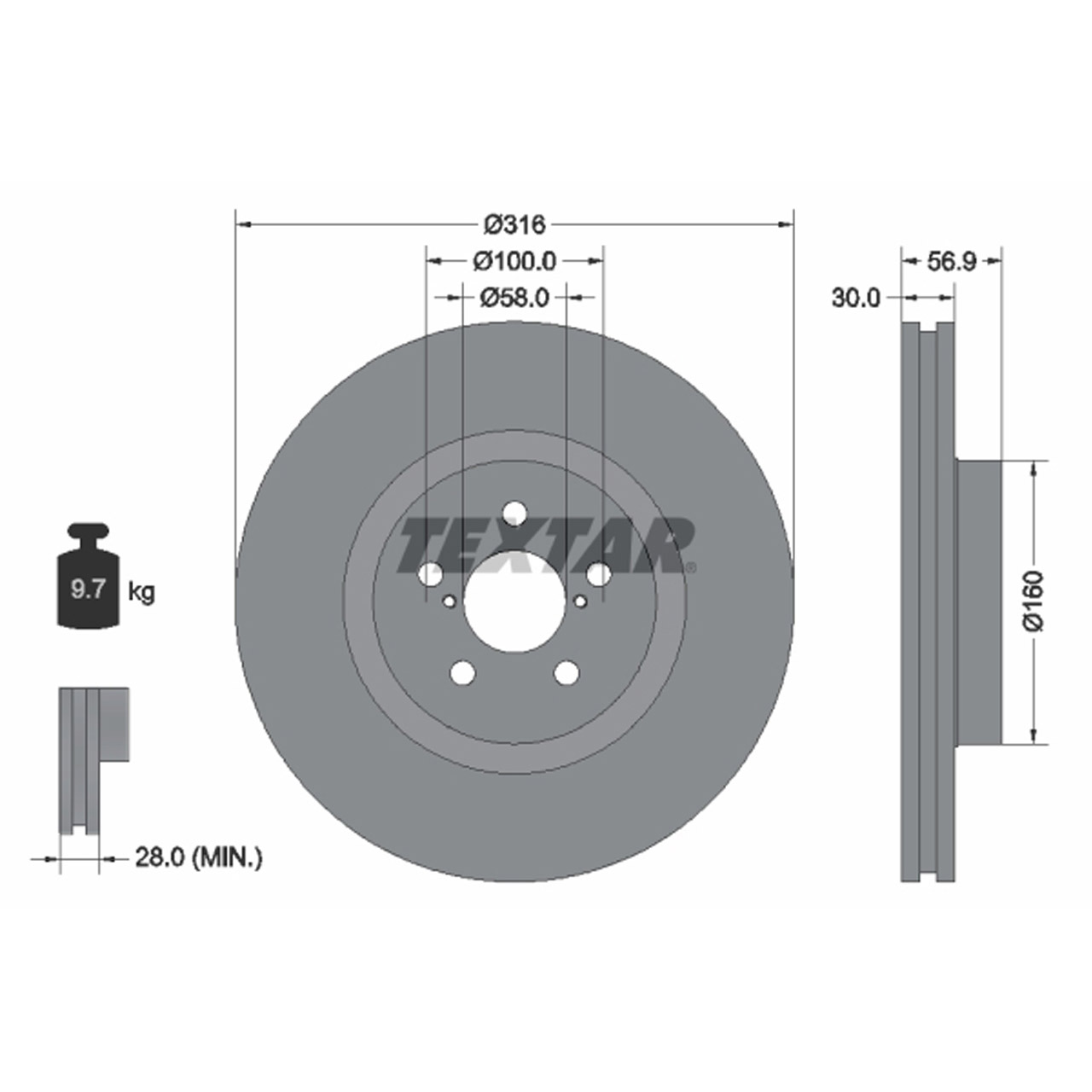 TEXTAR 92236503 Bremsscheiben Satz SUBARU Forester SJ SK Legacy 4 5 Outback 17 Zoll vorne