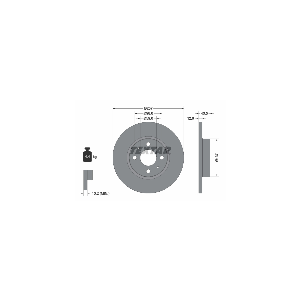 TEXTAR 92236703 Bremsscheiben Satz ALFA ROMEO 145 146 FIAT Punto LANCIA Delta Y vorne