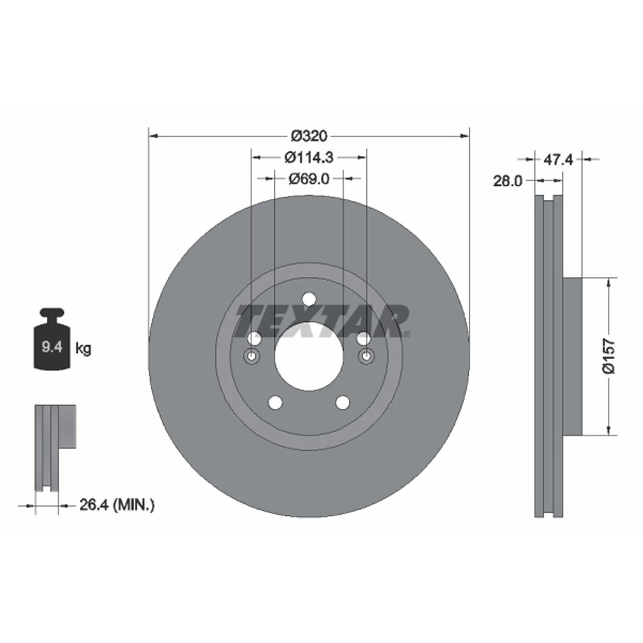 TEXTAR 92237805 Bremsscheiben Satz HYUNDAI Kona (OS) i40 ix35 KIA CeeD (CD) Optima vorne