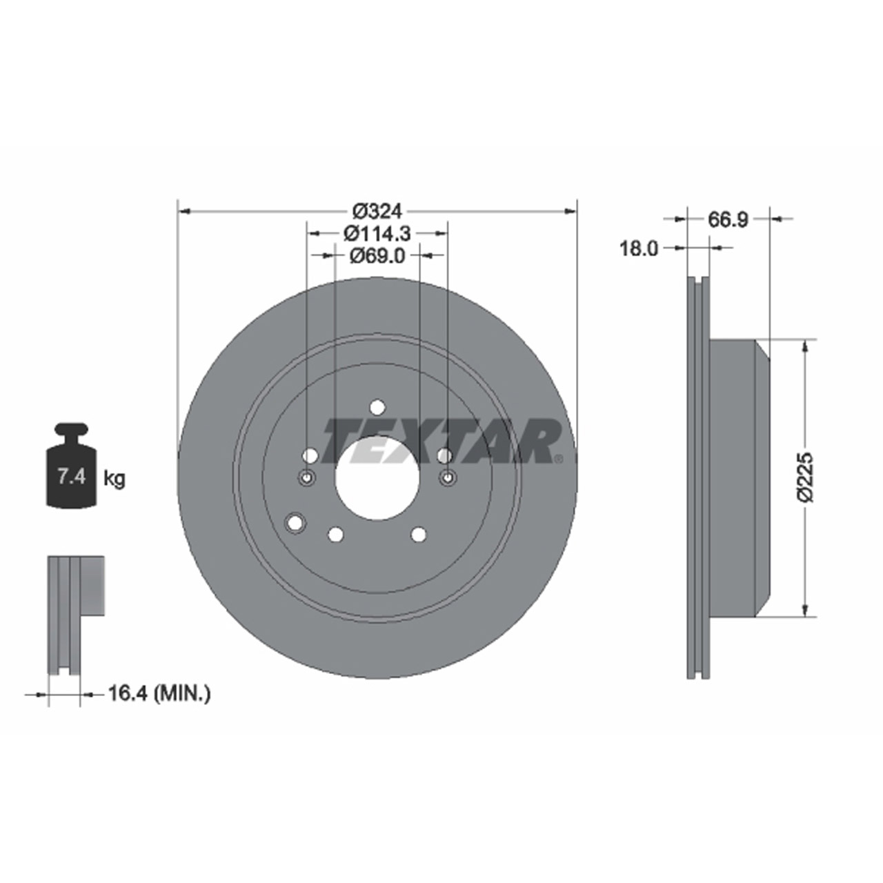 TEXTAR 92242603 Bremsscheiben Satz HYUNDAI ix55 3.0 V6 CRDi 4WD 239/250 PS hinten