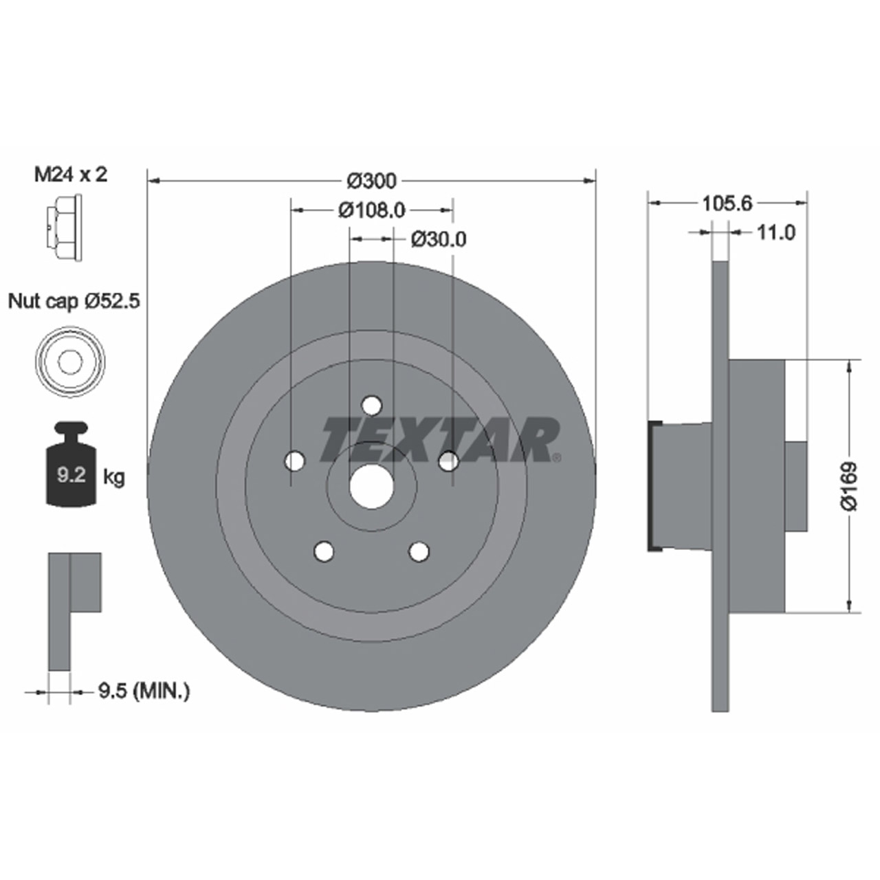 TEXTAR 92252903 Bremsscheiben + Radlager Satz RENAULT Clio 3 2.0 16V / Sport hinten