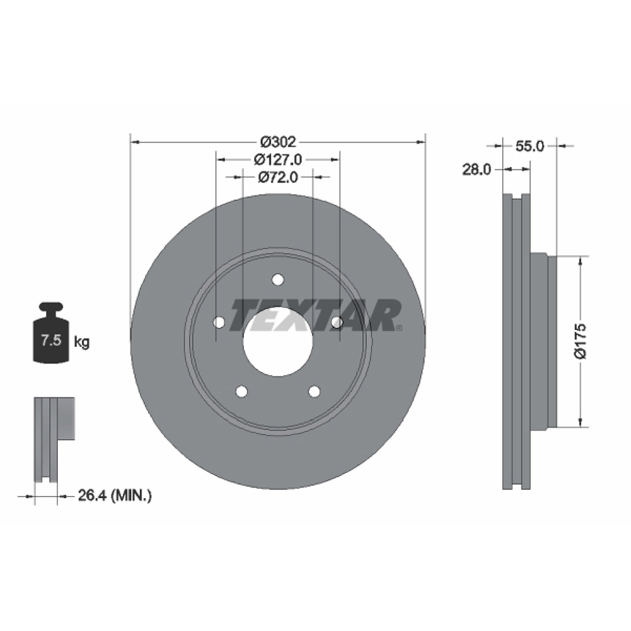 TEXTAR 92253303 Bremsscheiben Satz JEEP Wrangler 3 (JK) vorne K52060137AB