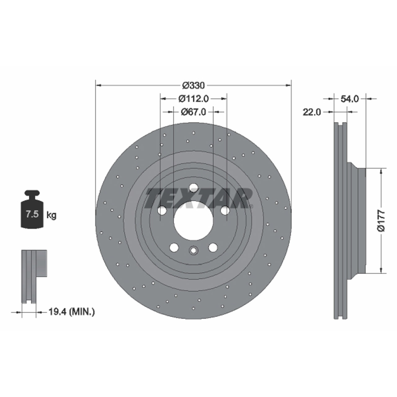 TEXTAR 92254505 Bremsscheiben Satz MERCEDES-BENZ M-Klasse GLE W166 hinten 1664230412