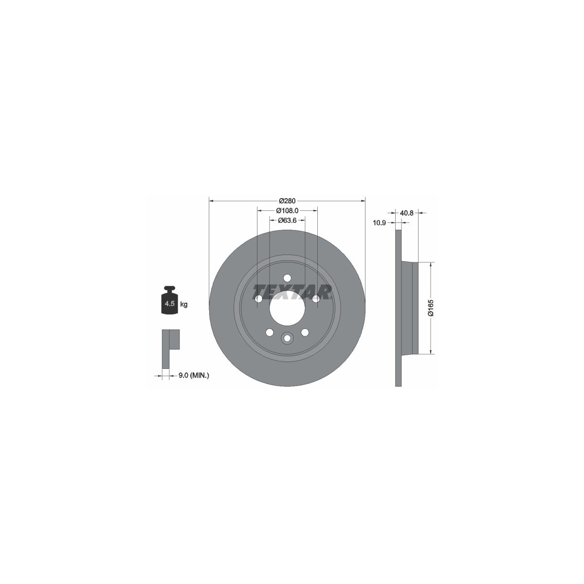 TEXTAR 92255603 Bremsscheiben Satz FORD C-Max (DM2) Focus 2 VOLVO C30 C70 S40 V50 hinten