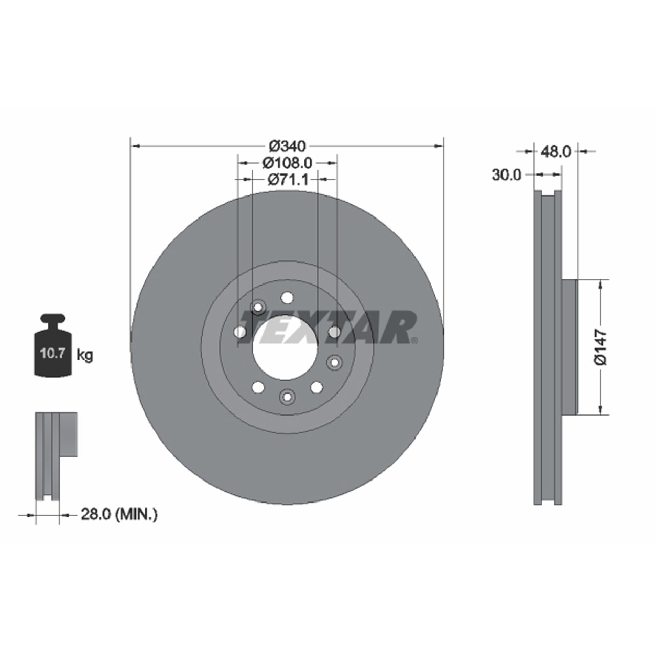 TEXTAR 92256003 Bremsscheiben Satz CITROEN C5 III C6 PEUGEOT 407 508 I vorne