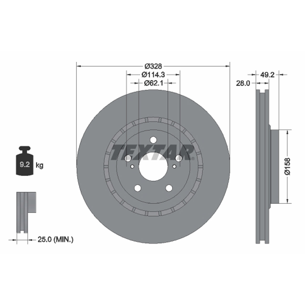 TEXTAR 92259405 Bremsscheiben Satz TOYOTA RAV 4 IV (_A4_) 17 Zoll LEXUS NX RX vorne