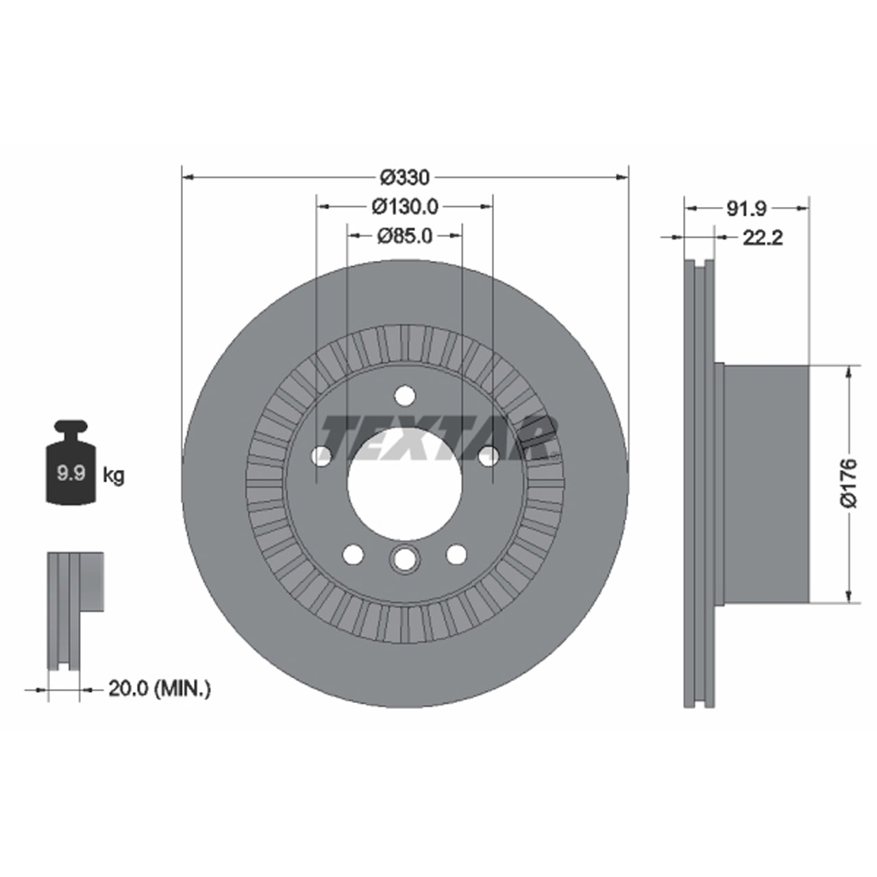 TEXTAR 92261903 Bremsscheiben Satz MERCEDES G-Klasse W463 G55/63/65AMG hinten 4634230012