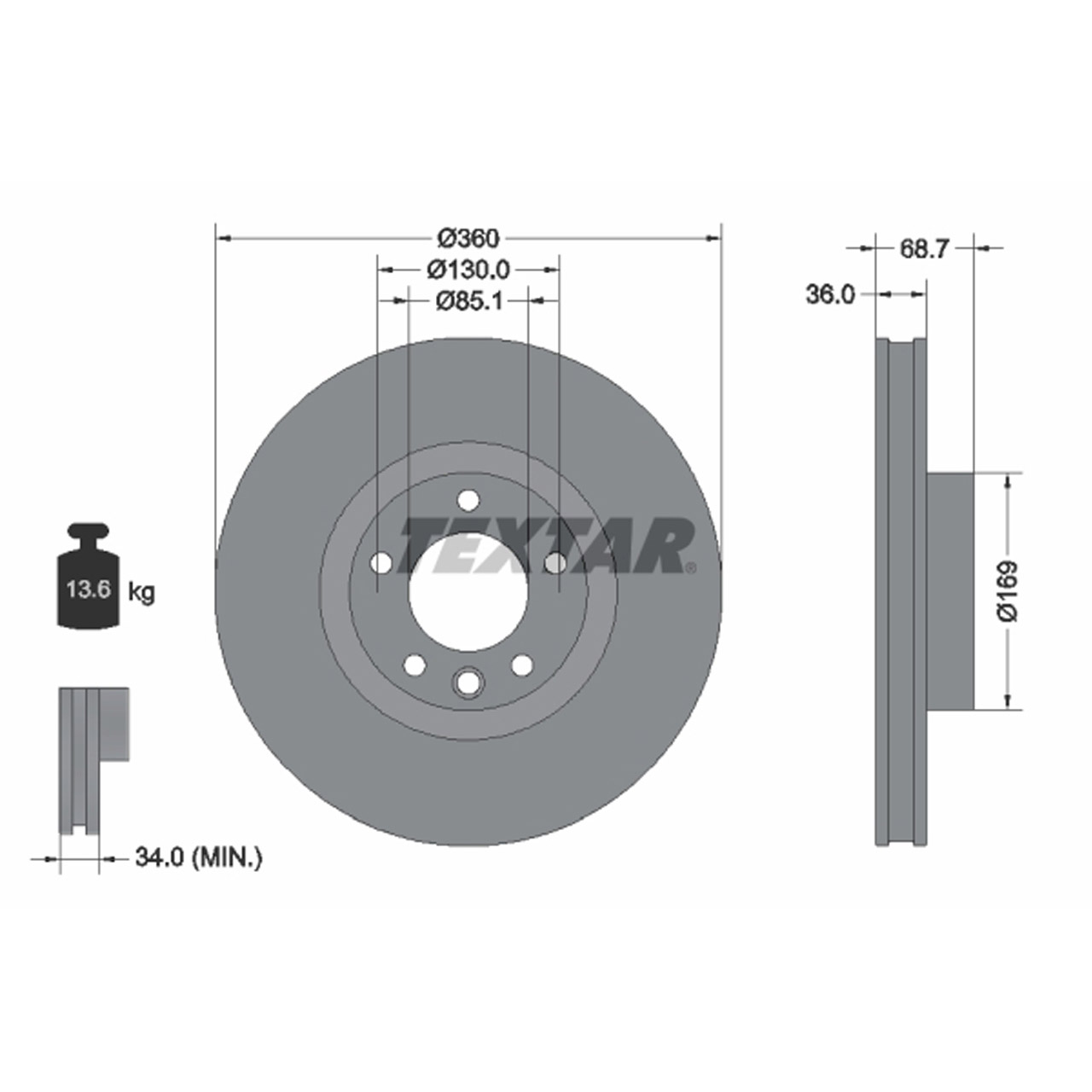 TEXTAR Bremsscheiben Satz PORSCHE Cayenne (92A) 1LL/1LU VW Touareg (7P) 1LG/1LJ/1LW vorne