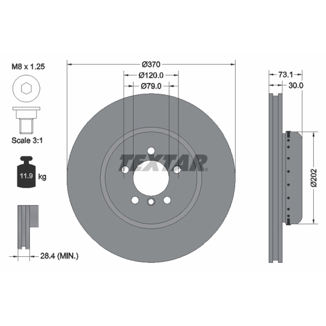 TEXTAR 92265325 Bremsscheiben Satz BMW 3er F30-34 F32-36 mit M-Technik vorne 34106797606