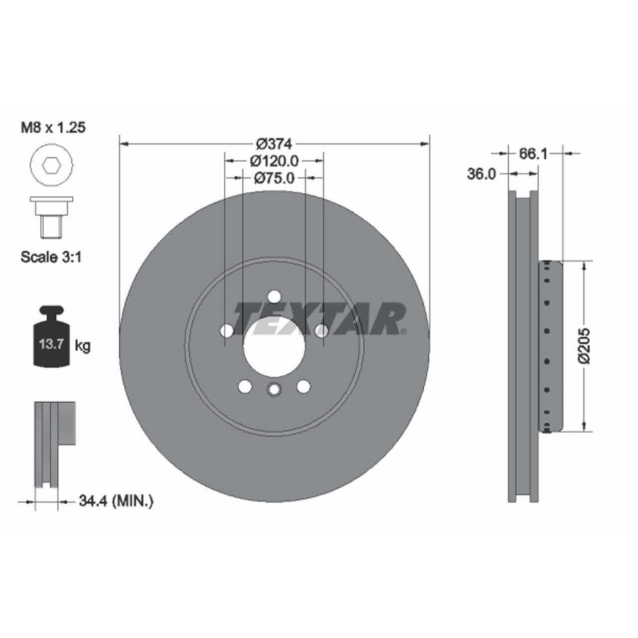 TEXTAR Bremsscheiben Satz BMW 5er F10 F11 F07 6er F12 F13 F06 7er F01-04 vorne