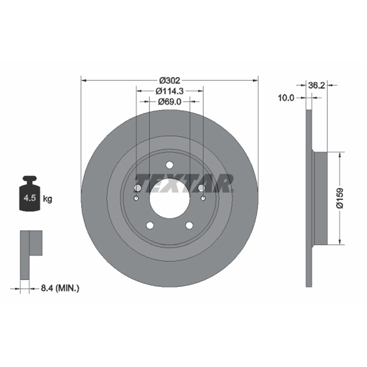 TEXTAR 92267403 Bremsscheiben Satz PSA C4 Aircross 4008 MITSUBISHI AX Outlander 3 hinten