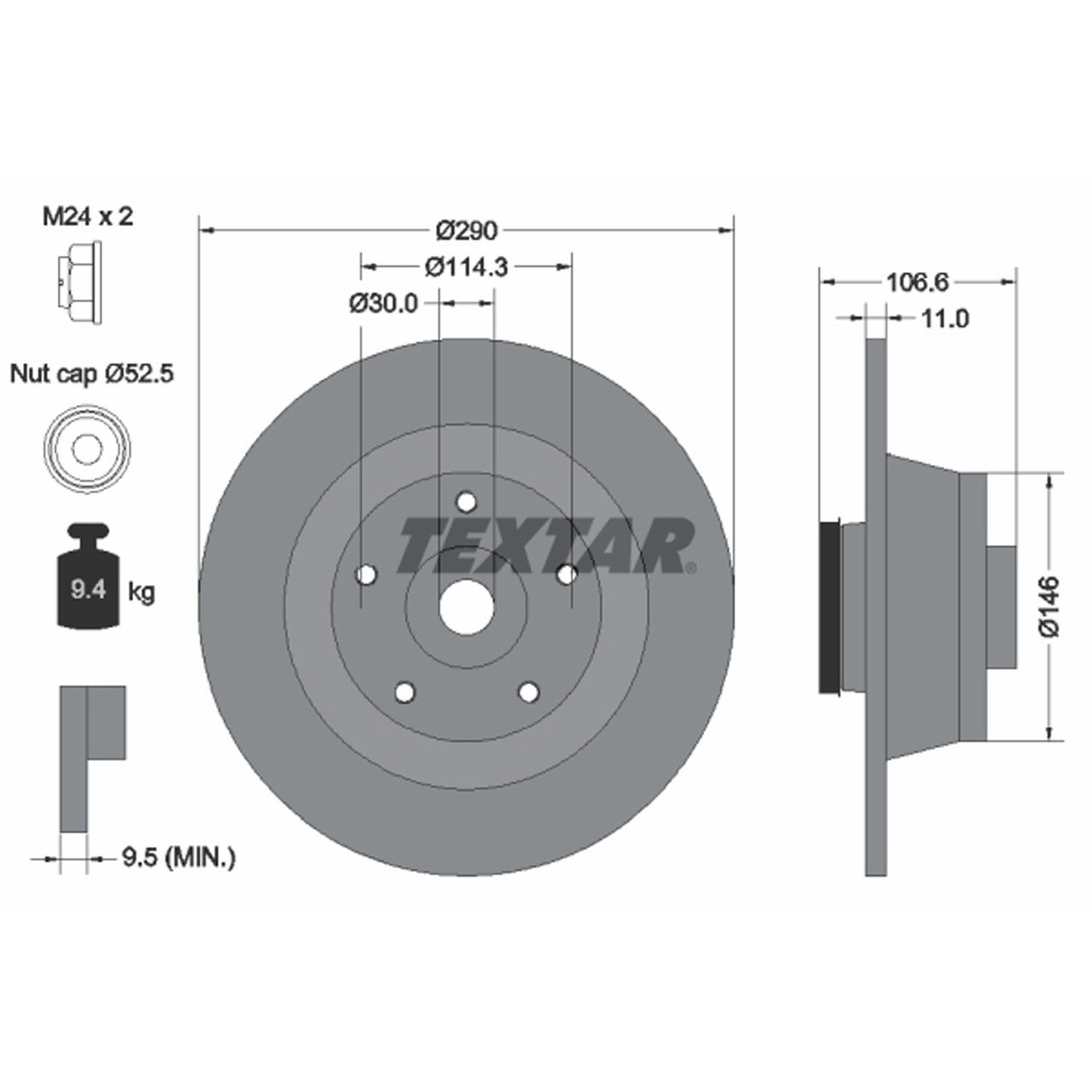 TEXTAR 92269603 Bremsscheiben + Radlager Satz RENAULT Megane 3 Coupe 2.0 TCe hinten